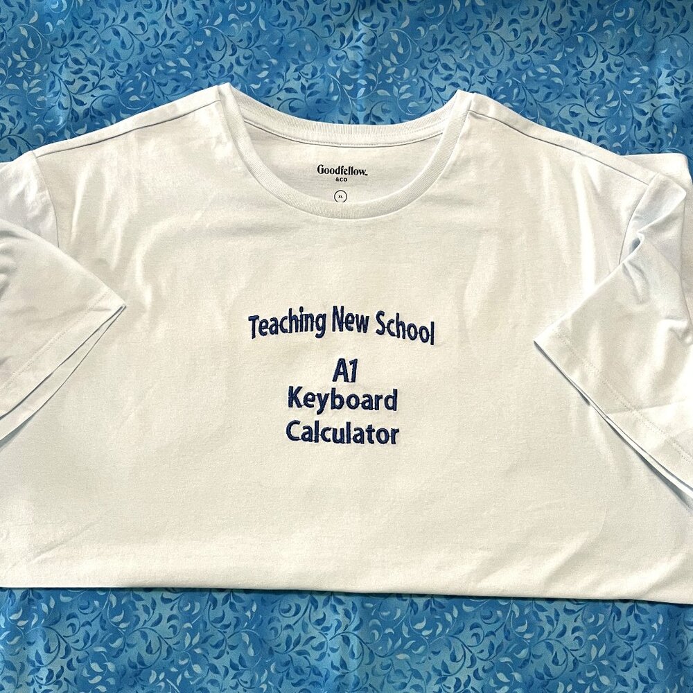 Teaching New School T-shirt Size: XL Women Light Blue Embroidered